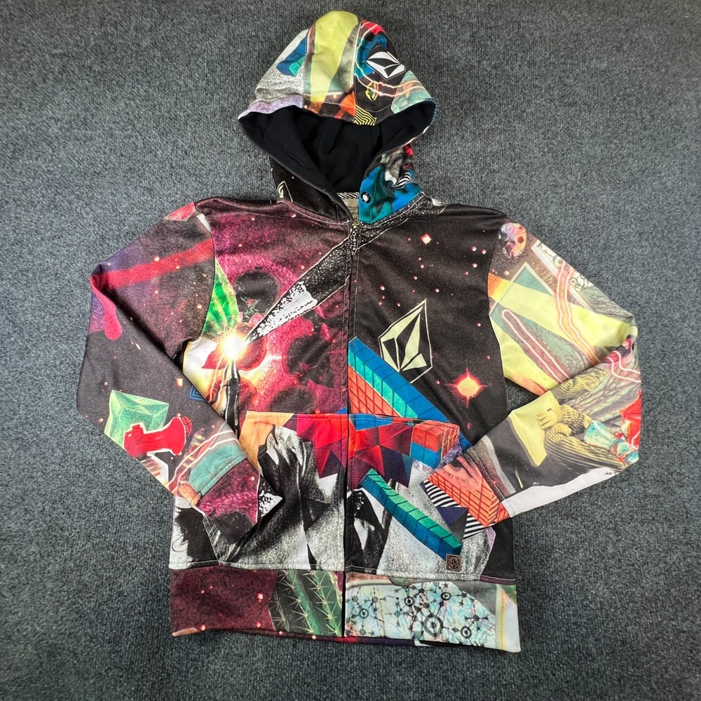 Volcom Hovin Wang Hoodie Mens Small Multicolor Abstract‎ Space Print Slim Fit
